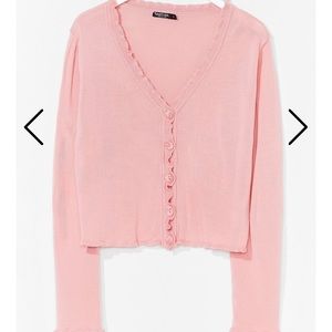Lettuce hem cropped cardigan